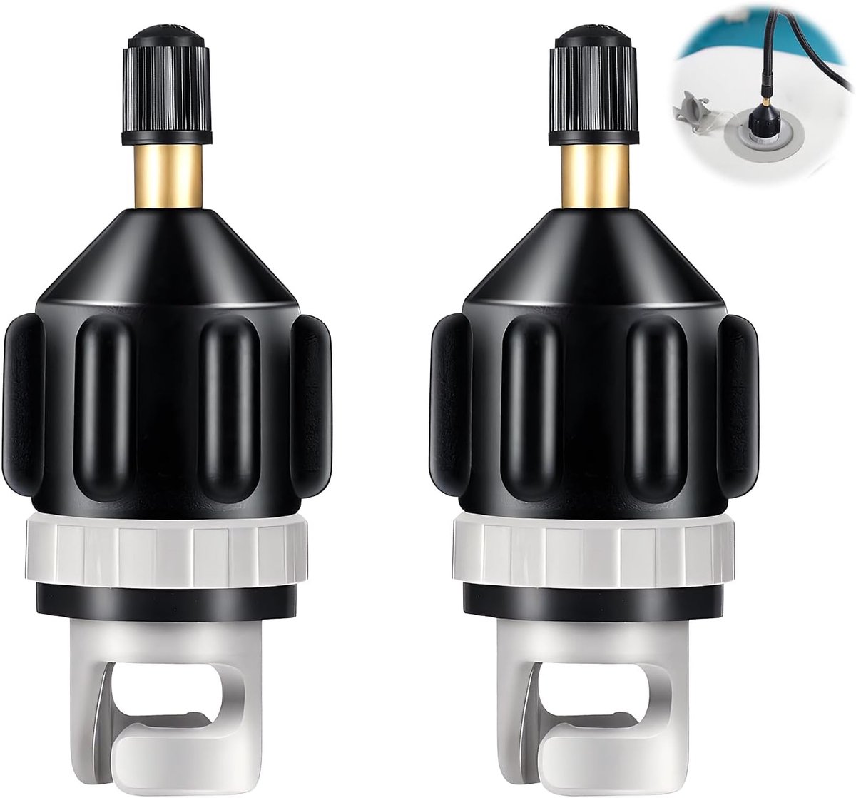 Ventiel Adapters - Pomp Adapters - Watersport Opblazen - Universele Compatibiliteit - 15 x 12 x 3.5 cm - Zwart
