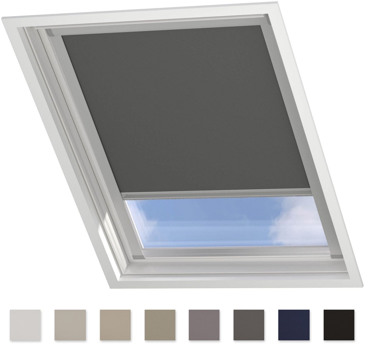 DTCH® Dakraam Rolgordijn Verduisterend - Trend - Donker Grijs - voor VELUX: SK10