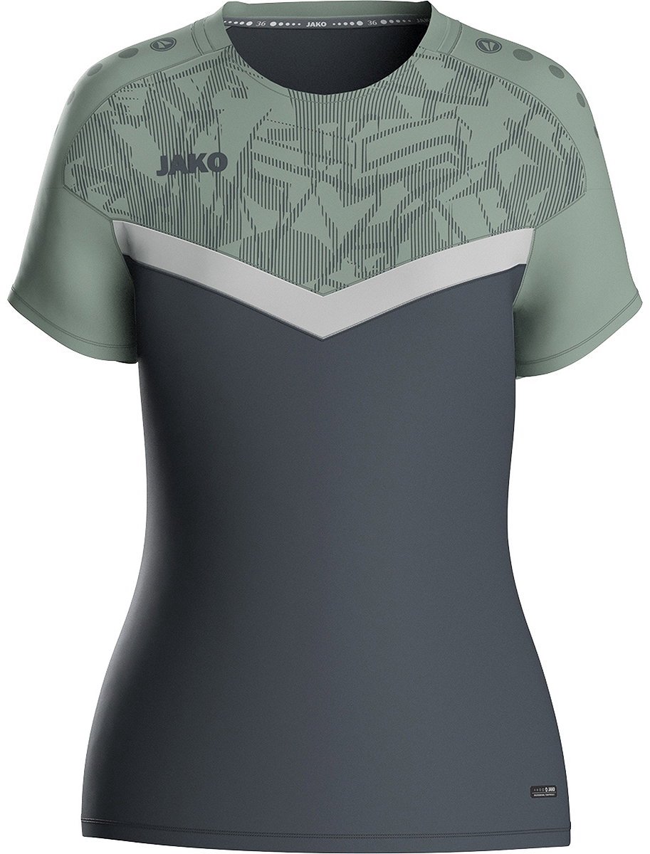 Jako Iconic T-Shirt Dames - Zachtgrijs / Mintgroen / Antra Light | Maat: 36