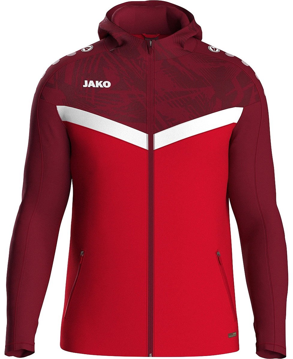 Jako Iconic Jas Met Kap Heren - Rood / Bordeaux | Maat: 4XL