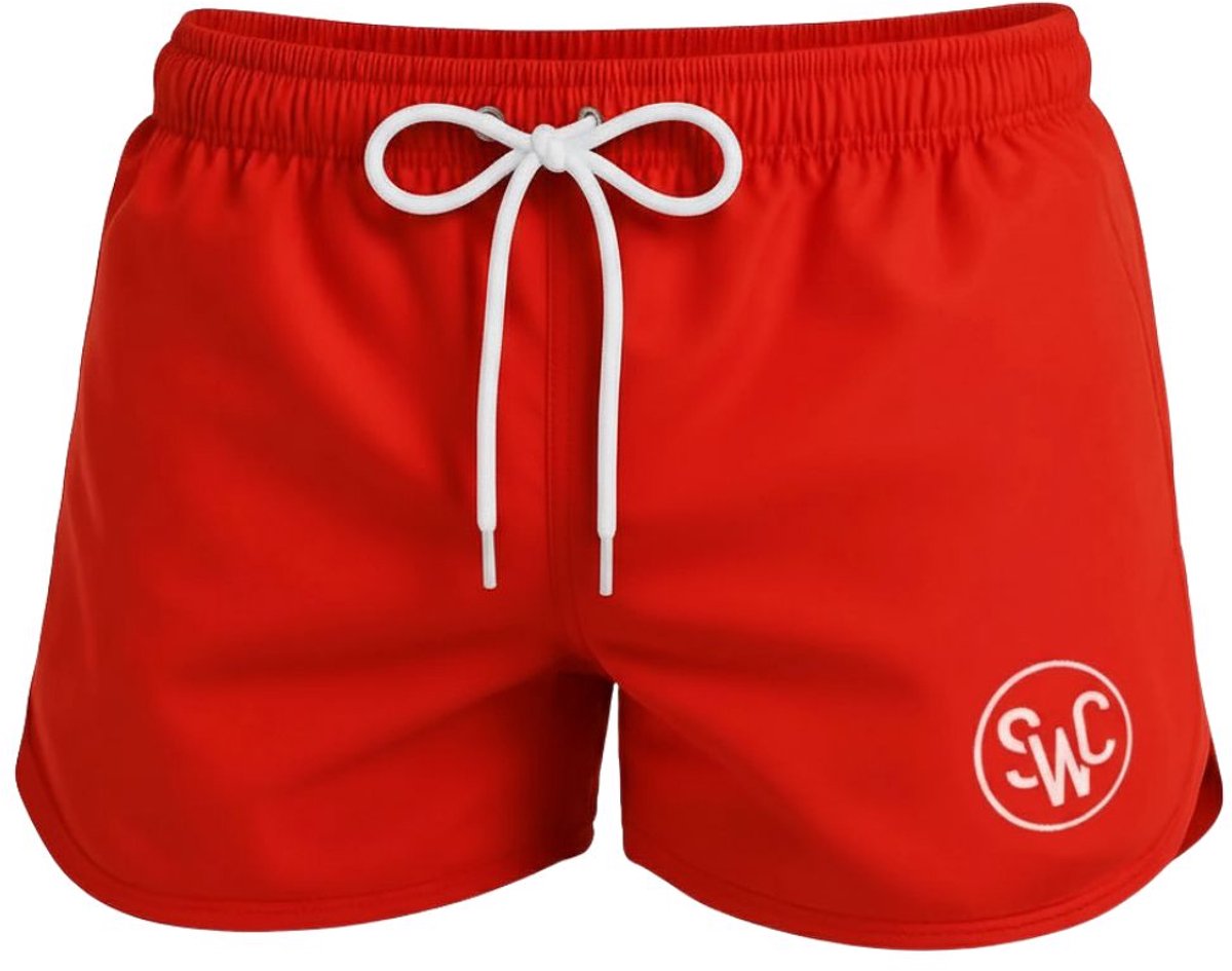 Riviera Retro Zwembroek, Hot Coral Red - Maat M - Zwemshort Heren Rood - Swimwearclub