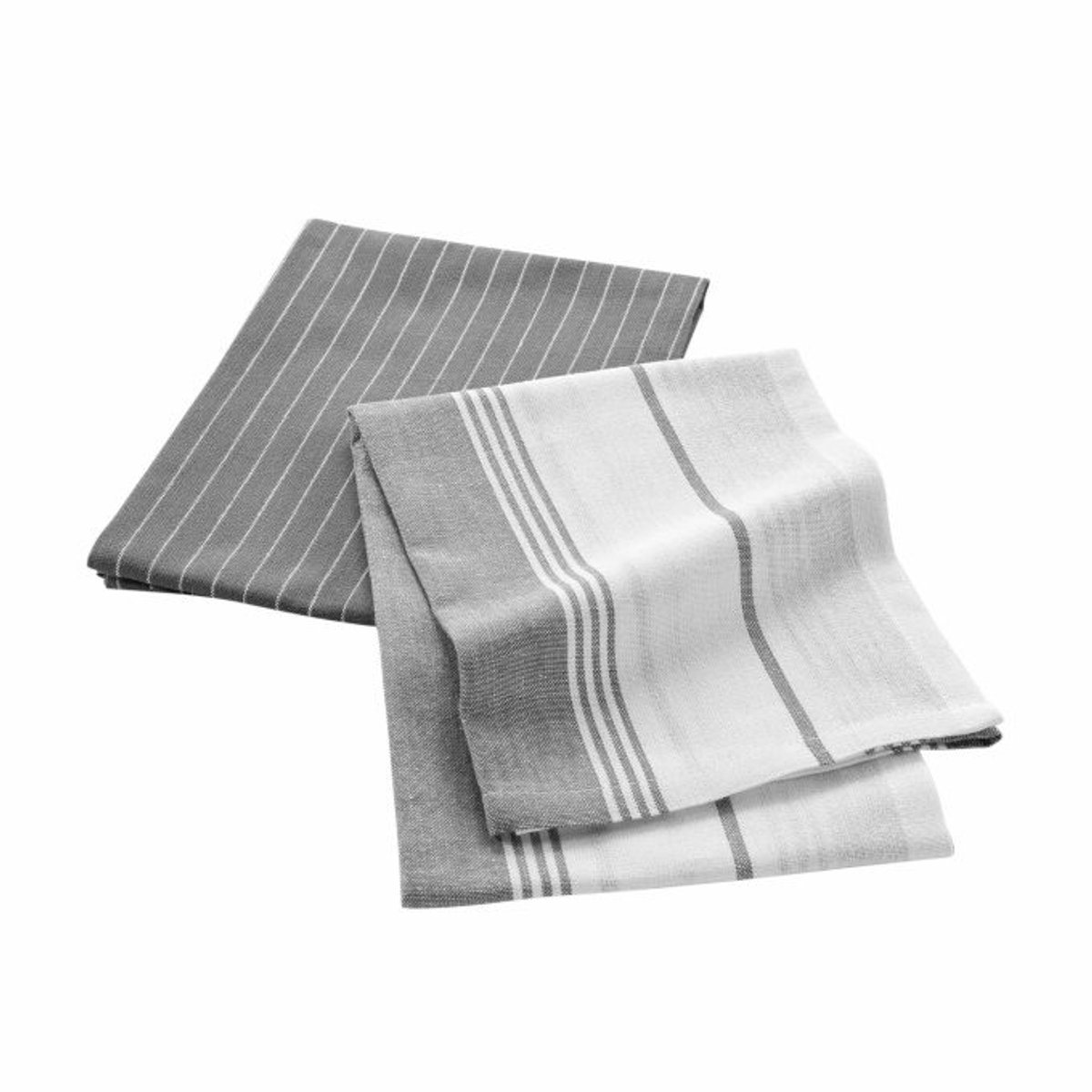 Katoenen Theedoek set van 2 – Grijs – Wit – 50 x 70 cm