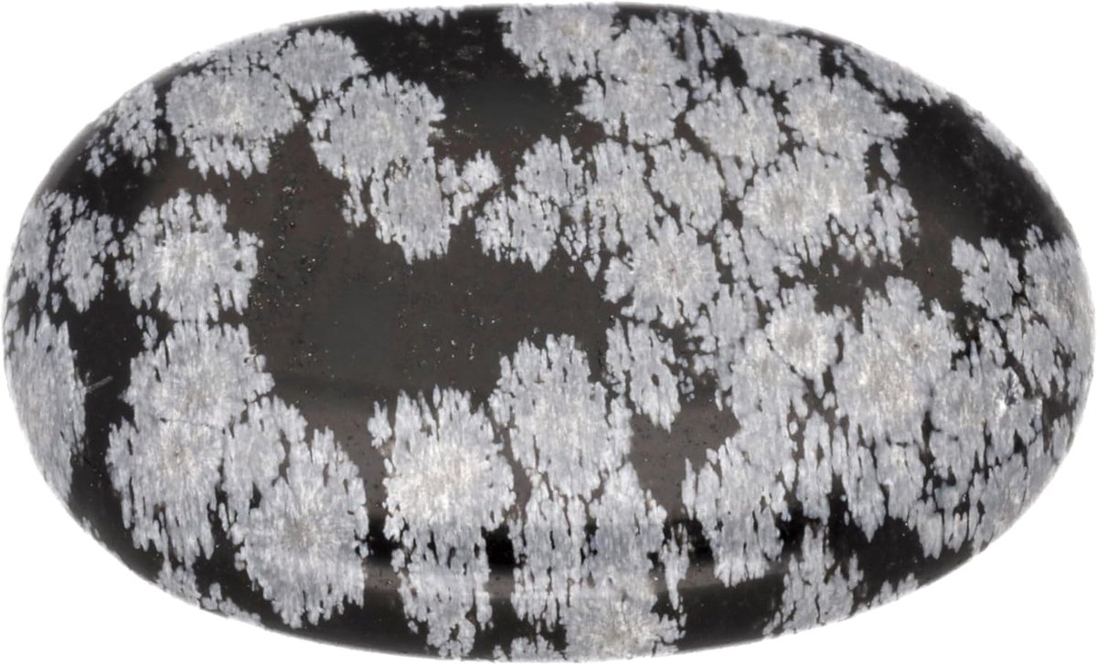 Obsidiaan schijfsteen - Vlakke steen - Decoratief object - Natuurlijk gesteente - 6x1.5x8 cm - Zwart gespikkeld