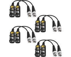 Video Balun Connectoren - CCTV Adapters - Camera Beveiliging - 8MP HD Transmissie - 400M Bereik - Zwart