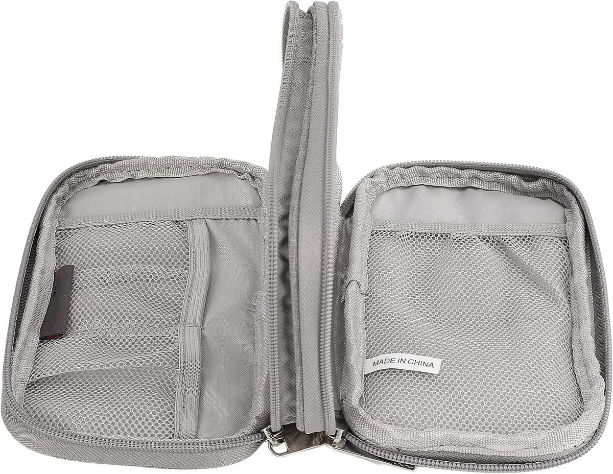 Elektronica Organizer - Gadget Tas - Reis Opbergen - Dubbele Laag - 20x12x4 cm - Grijs