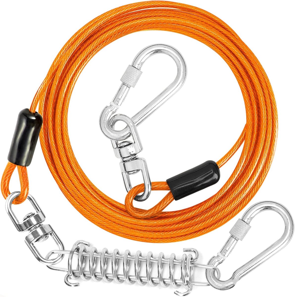 Hondenuitbindkabel - Hondenloper Kabel - Tuin en Camping - Draaibare Haak - 305 cm - Oranje