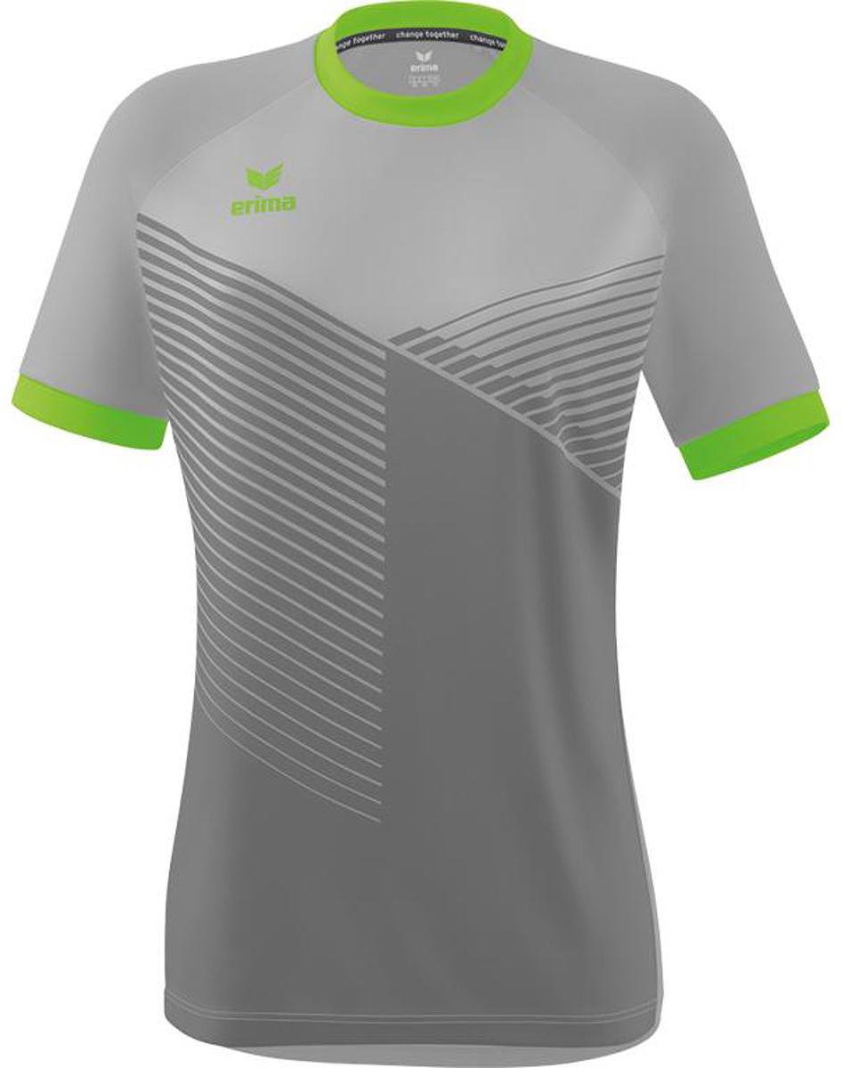 Erima Mantua Shirt Korte Mouw Dames - Silver Grey / Green Gecko | Maat: 38