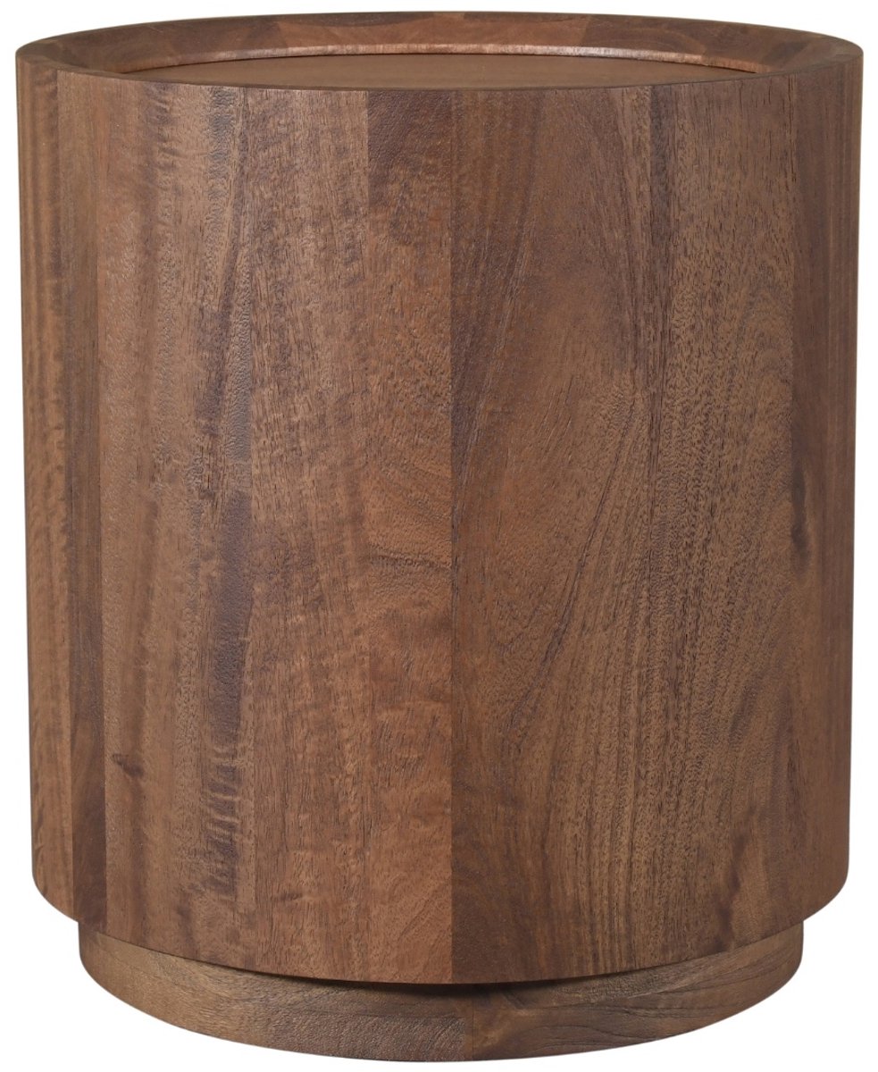 DÉJA Living Bijzettafel Amber - Rond Donkerbruin Hout - 45x45x50cm
