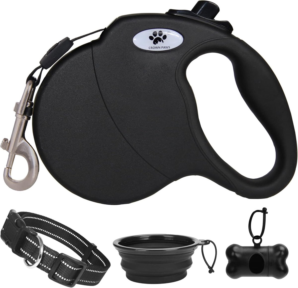 Intrekbare Hondenriem - Hondenlijn - Veilig Wandelen - Versterkt Nylon - 4.8 Meter - Zwart