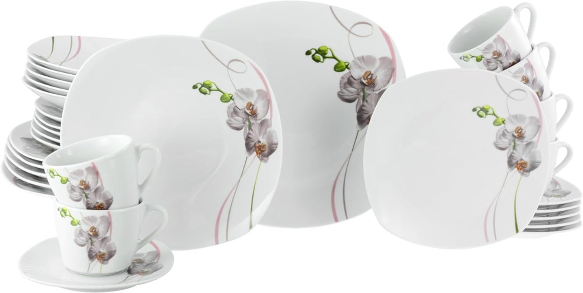 SAVI® Serviesset 30 Delig - 6 Persoons - Compleet Servies - Meerkleurig - 36cm x 34cm x 30cm