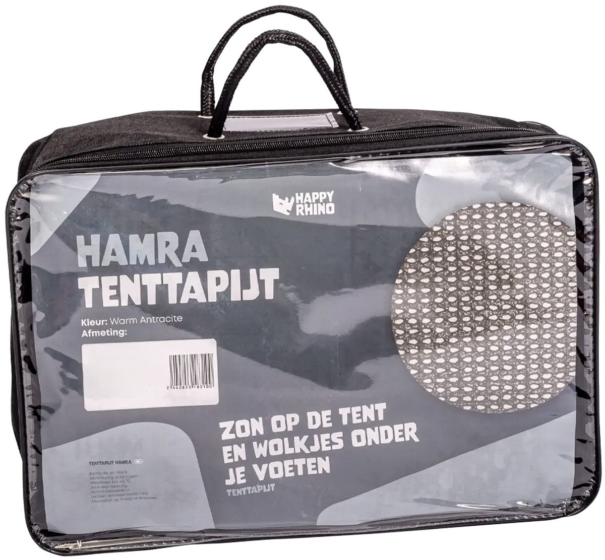 Happy Rhino - Tenttapijt Hamra Antraciet - 250 x 400 cm - Buitentapijt