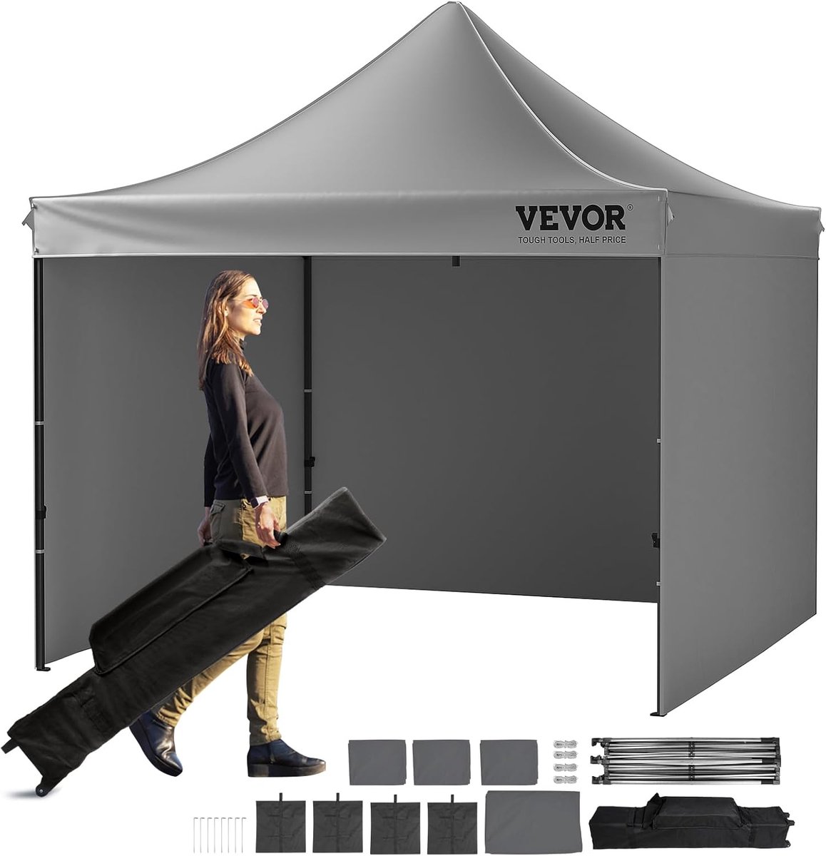 Pop-up Tent - Feest Tent - Buiten Feesten - Waterdicht UV Bestendig - 300x300 cm - Donkergrijs