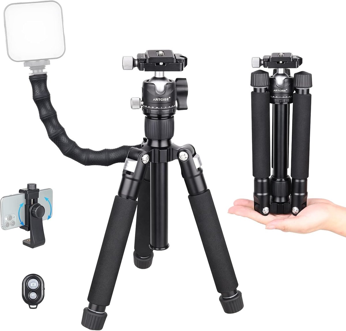 Mini Desktop Statief - Compact Statief Ballenhoofd - Fotografie Stabiliteit - Draagbaar Lichtgewicht Ontwerp - 89cm Maximale Hoogte