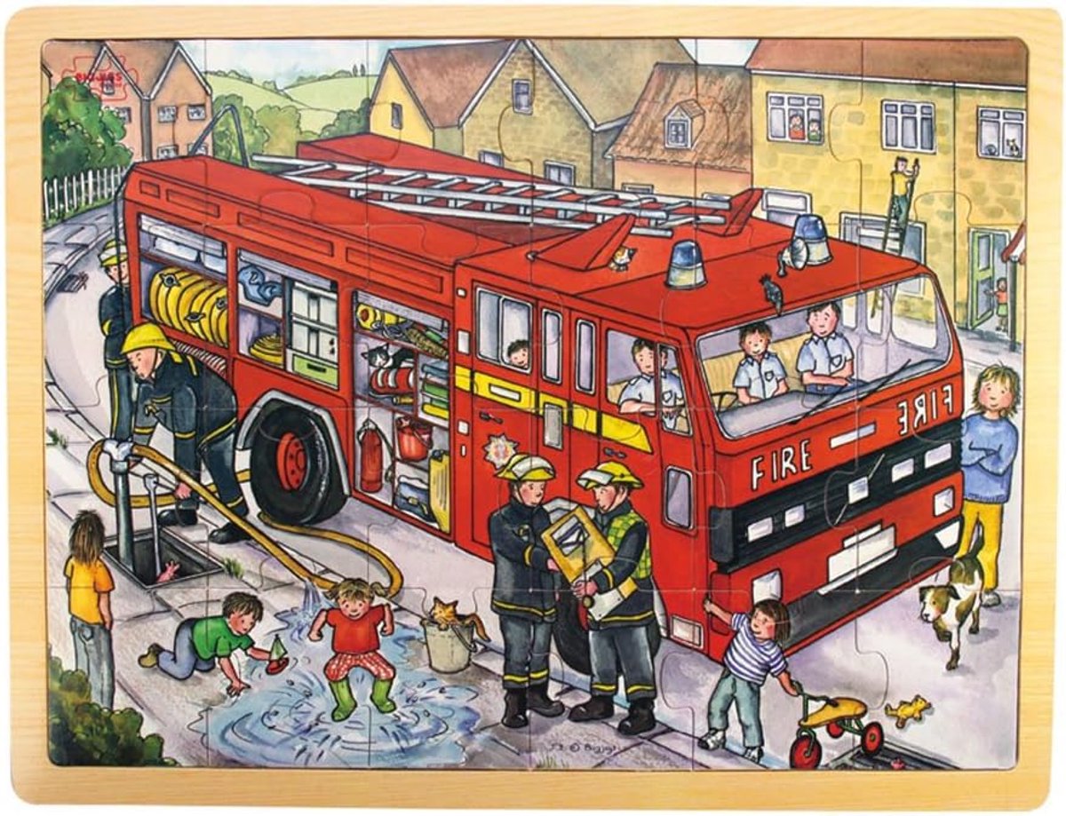 Houten Puzzel - Inlegpuzzel - Kinderen Leren - Stevig Houten Dienblad - 32 x 42 cm - Rood