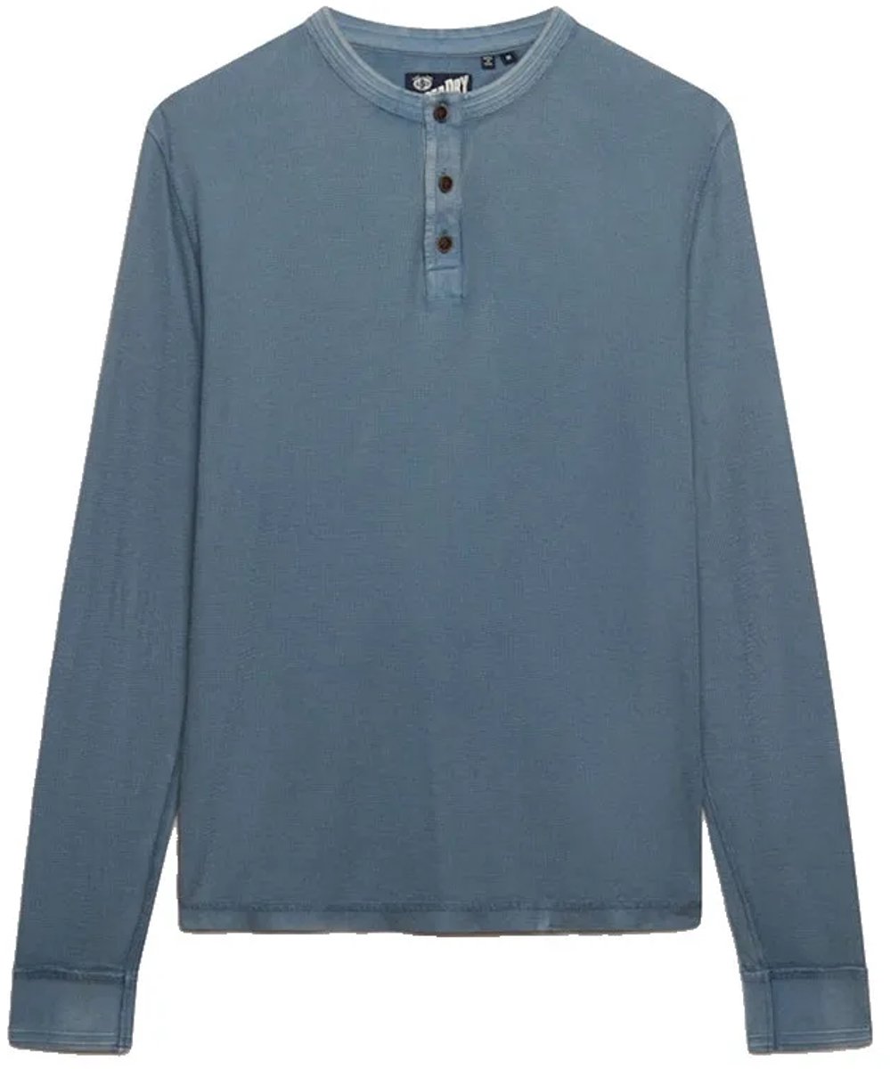 Superdry Lite Textured Grandad T-shirt Met Lange Mouwen S Man Blauw