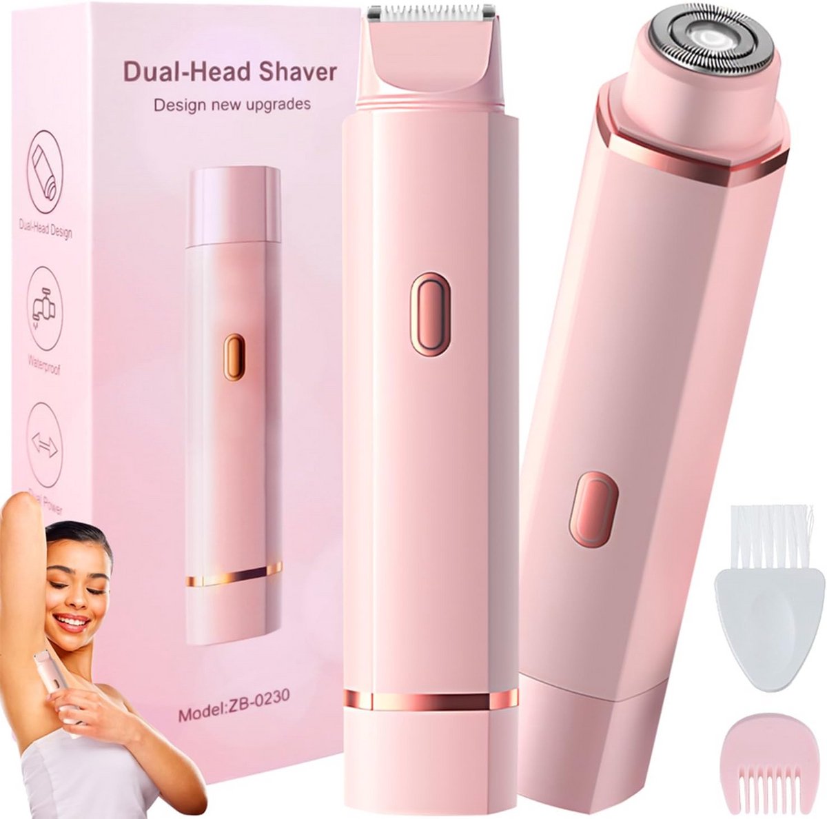 2-in-1 Elektrisch Scheerapparaat en Trimmer voor Dames - Waterdicht voor Lichaam en Bikinilijn