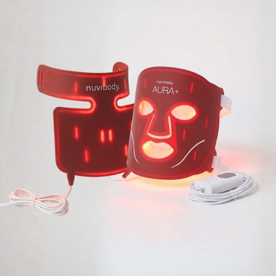 Nuvibody Aura+ LED gezichtsmasker - Rood licht masker - Red light therapy mask - Rood licht therapie - Gezicht & Nek - Huidverbetering