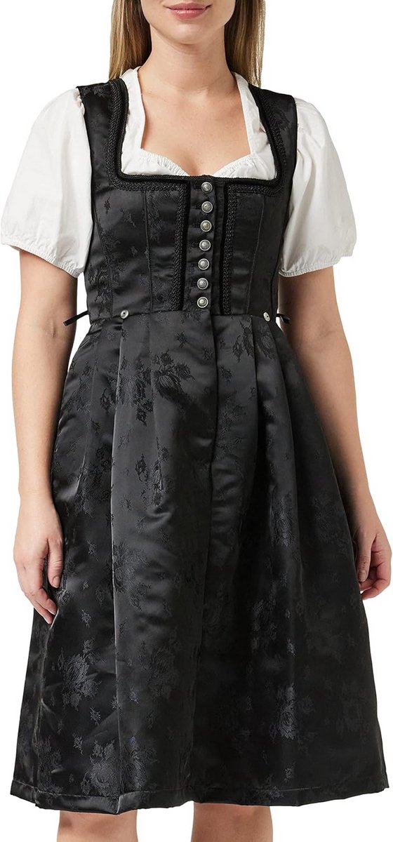 Klassieke Midi Dirndl Zwart zonder Schort voor Dames