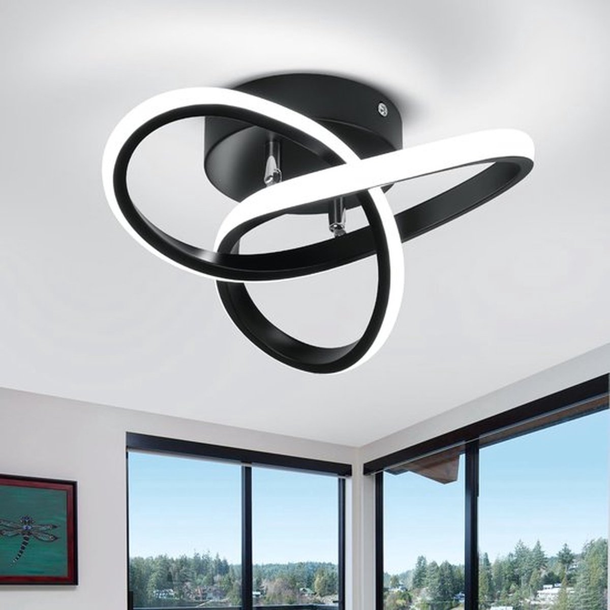 Moderne LED Plafondlamp - 22W 2500LM 6000K Diameter 25 Cm Gebogen Design - Half Inbouw Plafondverlichting voor Slaapkamer & Badkamer - Energiezuinige Keukenlamp