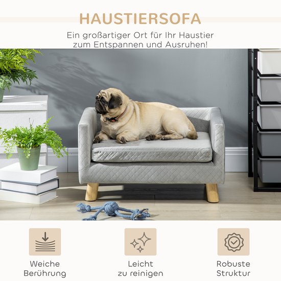 Pawhut dog sofa dog sofa cat sofa metal legs backrest soft cover 64