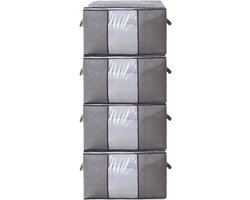 Hoogwaardige Opbergtas voor Kleding - 4 Stuks - Grijs - Organizer voor Dekbed - Opbergzak - Opbergers voor Seizoenskleding - Zakken om ruimte te besparen - Opslag voor Dekbed
