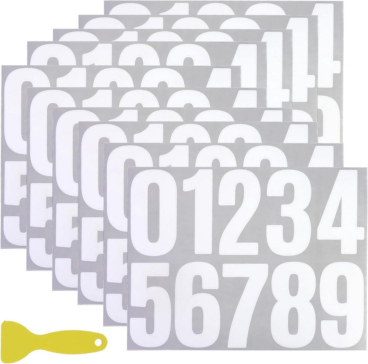 Grote Cijferstickers Wit Zelfklevend Waterdicht - Inclusief Schraper