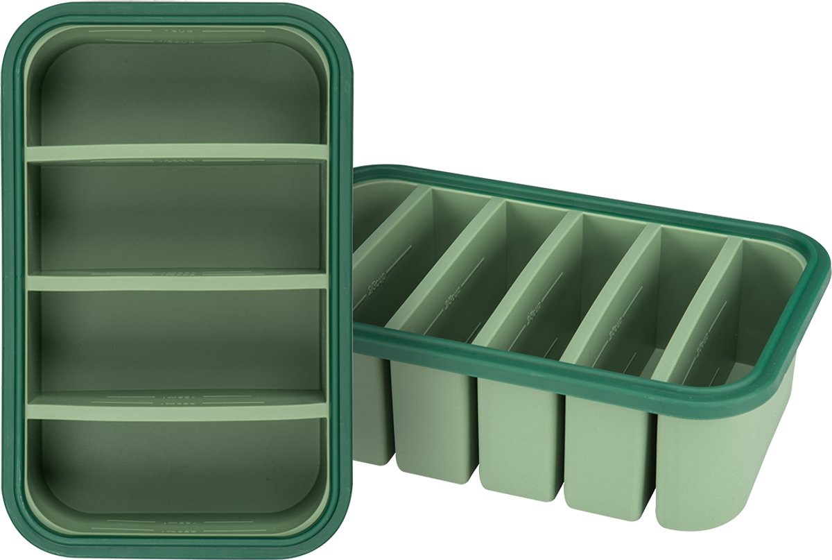 Bourgini Frosti Bits – Ontbijt & Lunch Meal Prep bakjes set – 2 Siliconen diepvriesbakjes – Lekvrij – BPA-vrij