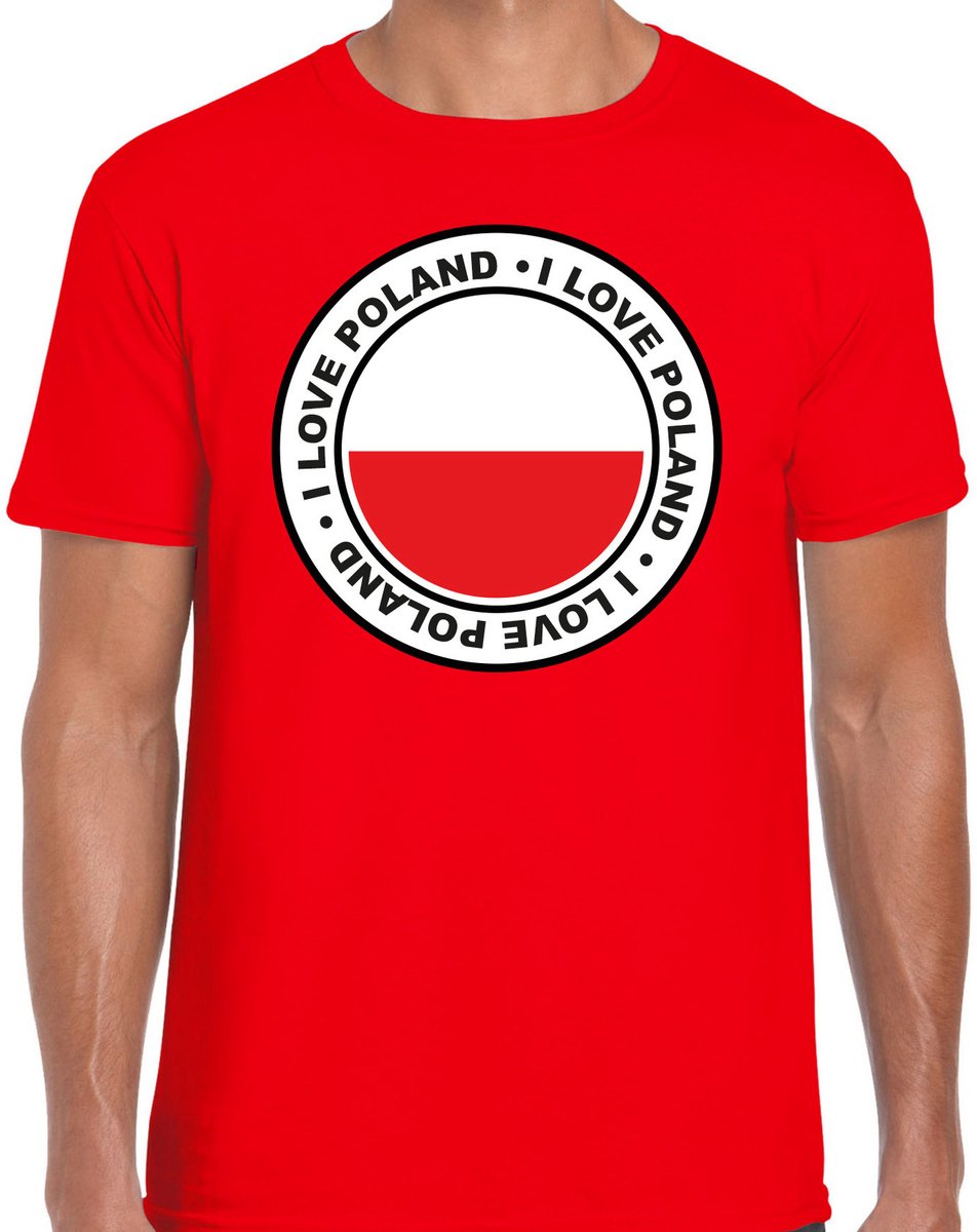 Bellatio Decorations Verkleed T-shirt voor heren - I love Polen - rood - voetbal supporter - themafeest XL