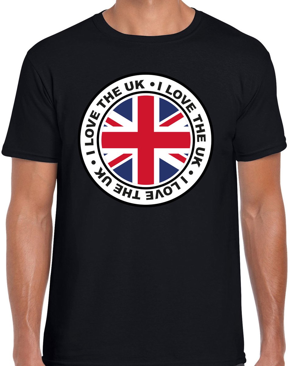 Bellatio Decorations Verkleed T-shirt voor heren - I Love The UK - zwart - voetbal supporter - themafeest L