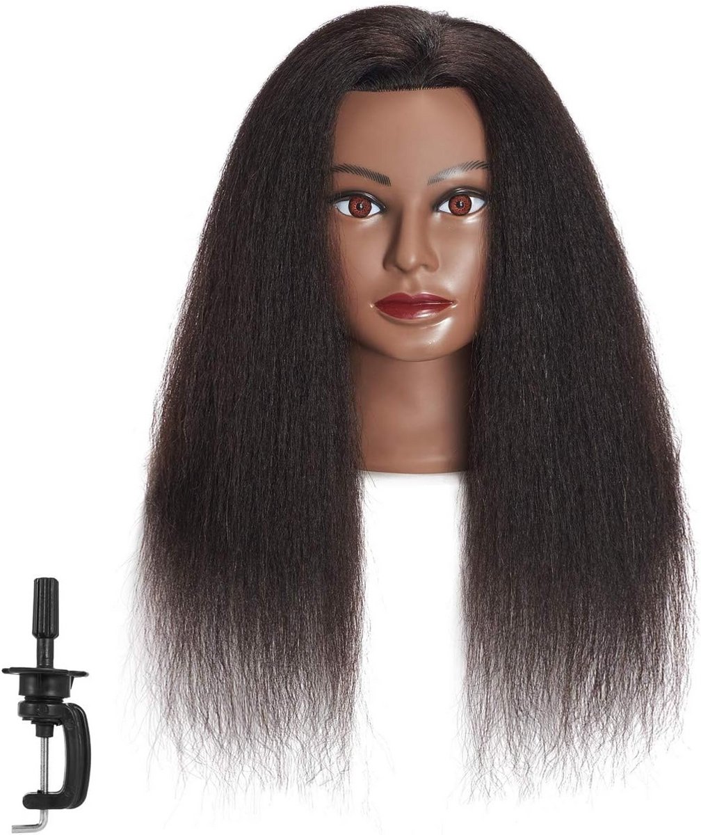 Mannequin Hoofd 100% Echt Haar voor Kappers Oefenen - Styling, Vlechten & Knippen met Klem