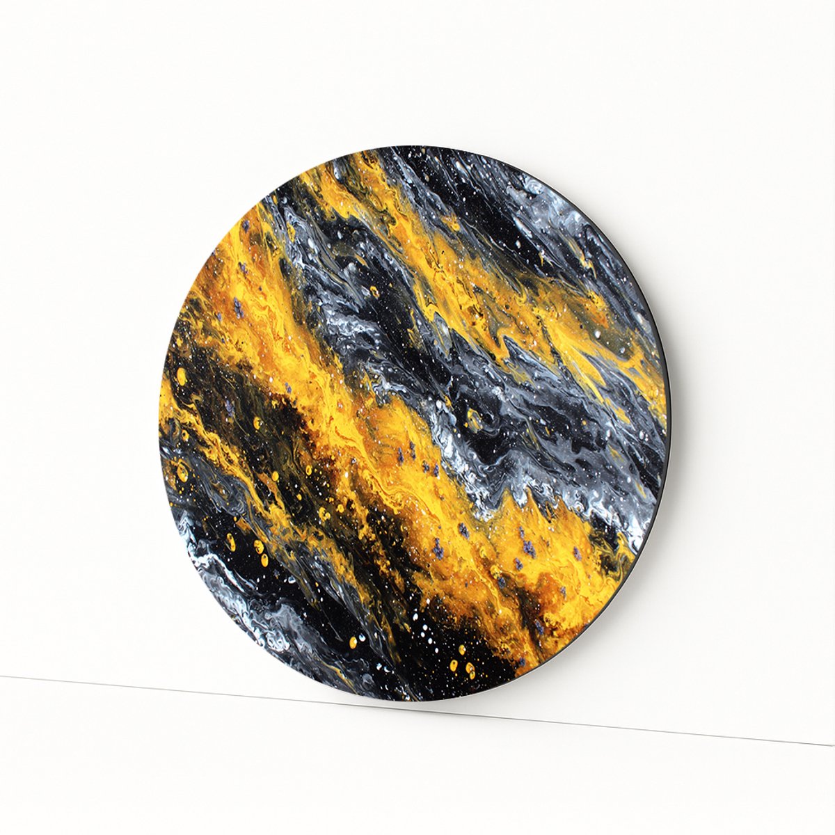 Gouden nevelband - Wandobject rond - Dibond muurcirkel - 40x40 cm
