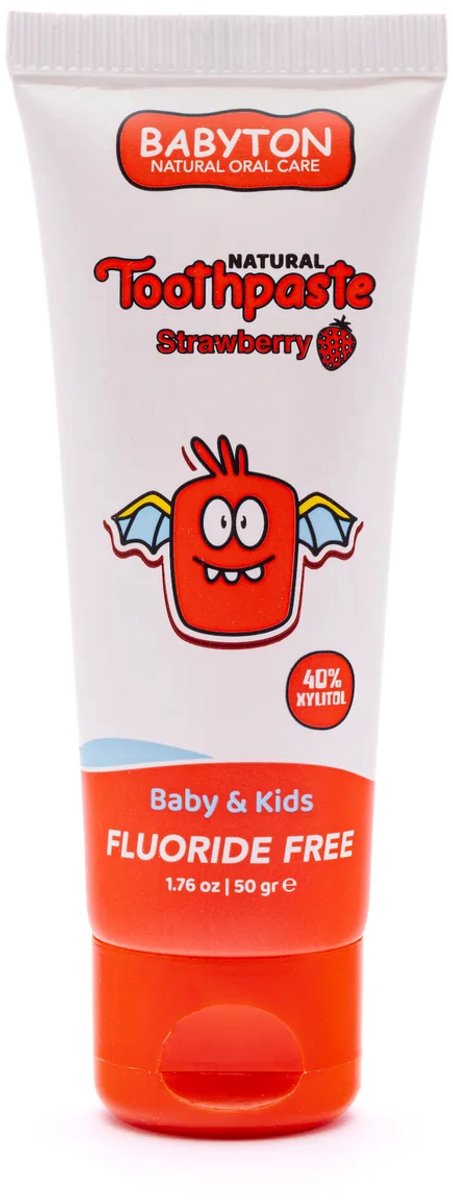 BABYTON - Natuurlijke Tandpasta Aardbei Smaak - Veilig om in te slikken - Baby en kind