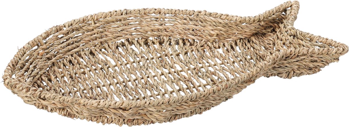 Schaal vis riet decoratie bruin 36cm rotan kinderspeelgoed.