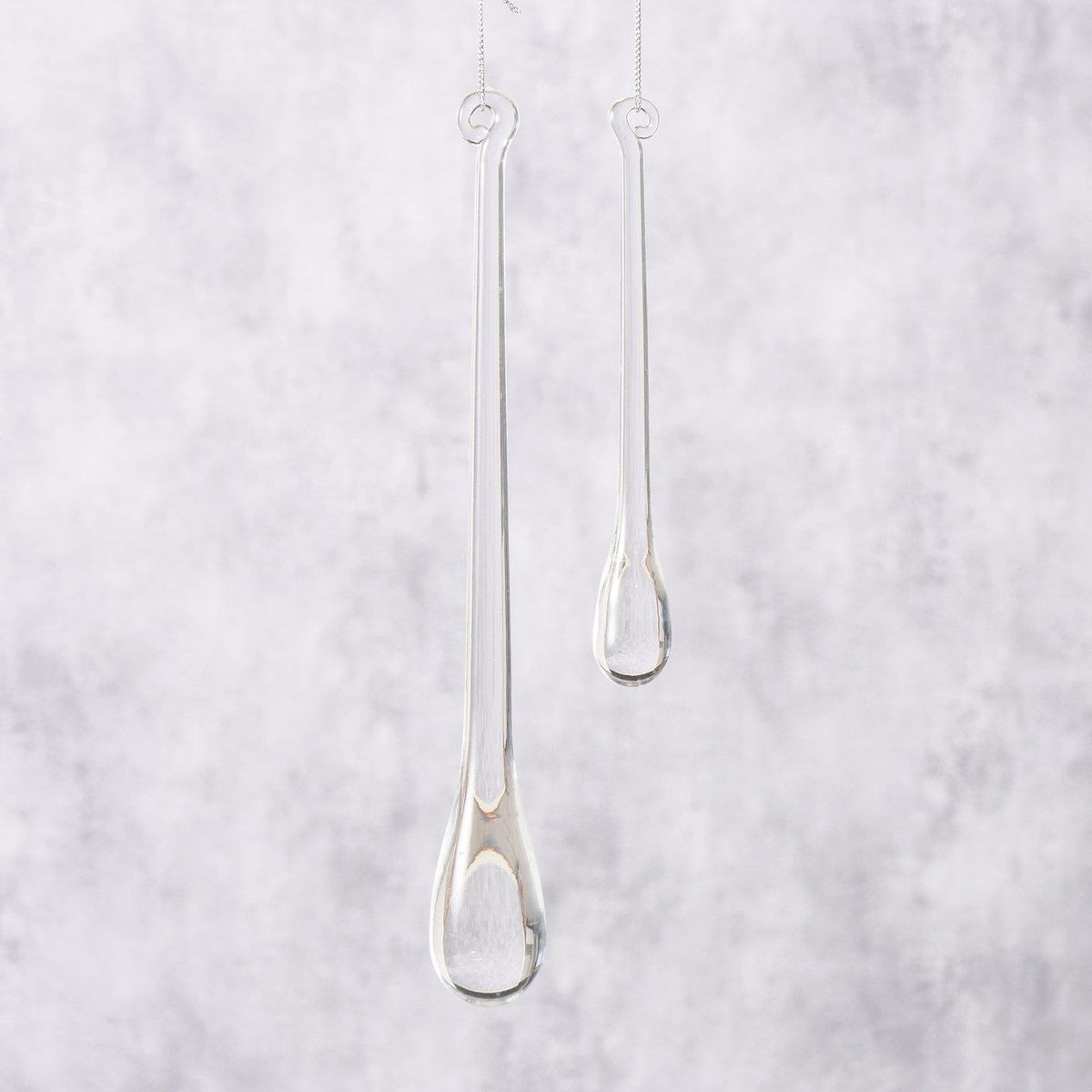 Boltze Home acryl druppel kerstdecoratie set 2-delig transparant.