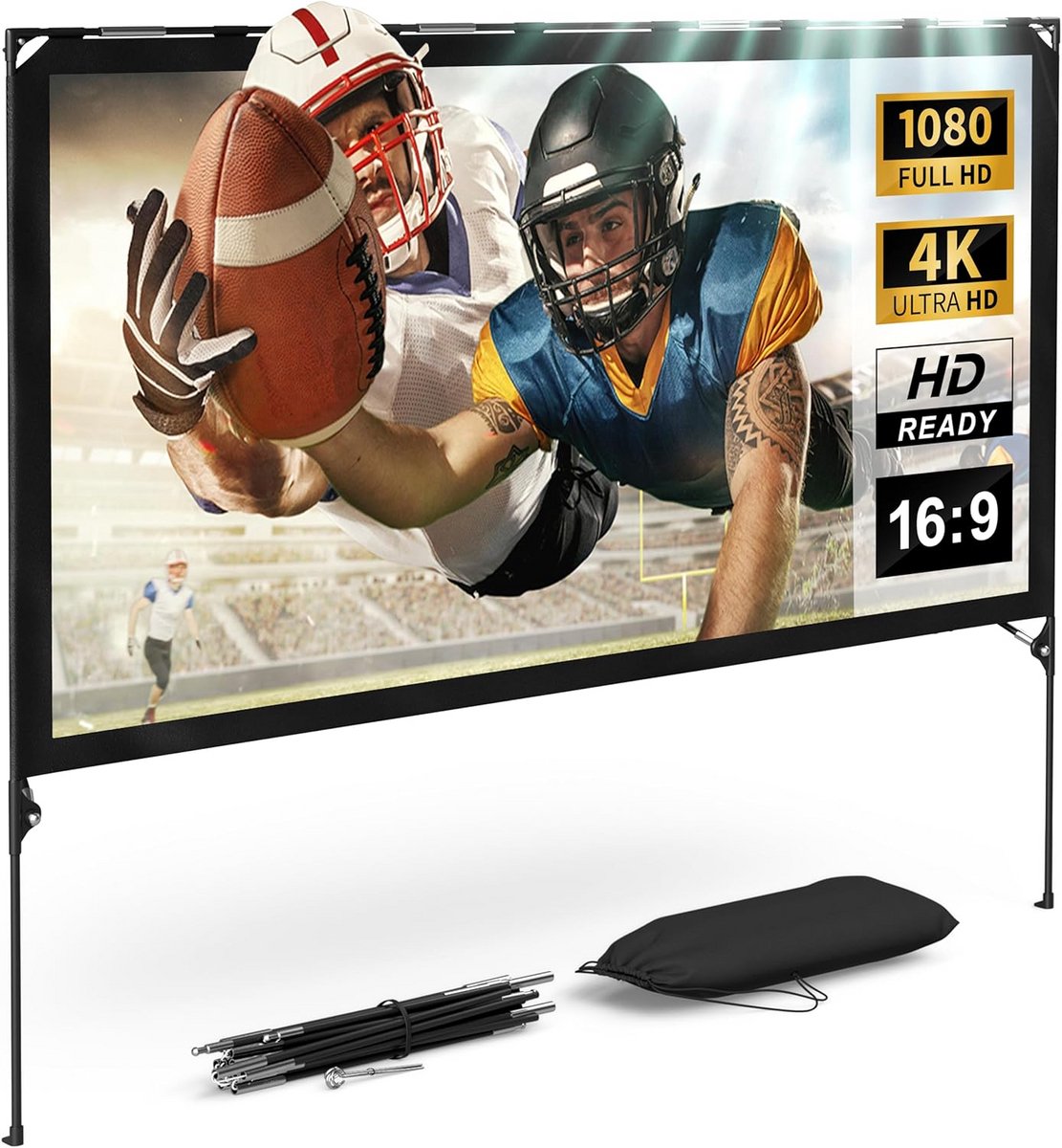 Draagbaar Buiten Projectiescherm 80 Inch HD met Standaard