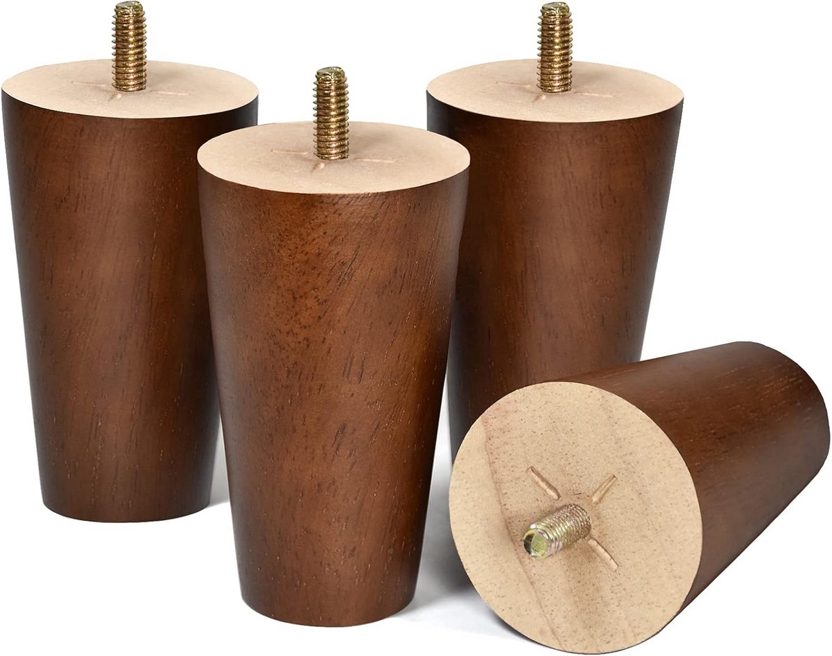 Houten Meubelpoten Set van 4 - 10,2 cm - Reservepoten voor Bank, Kast, Commode en Meer - Bruin