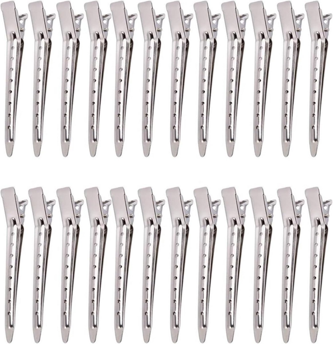 24x Zilveren Krokodillen Haarspeldjes - Alligator Clips voor Knippen, Stylen & Extensions