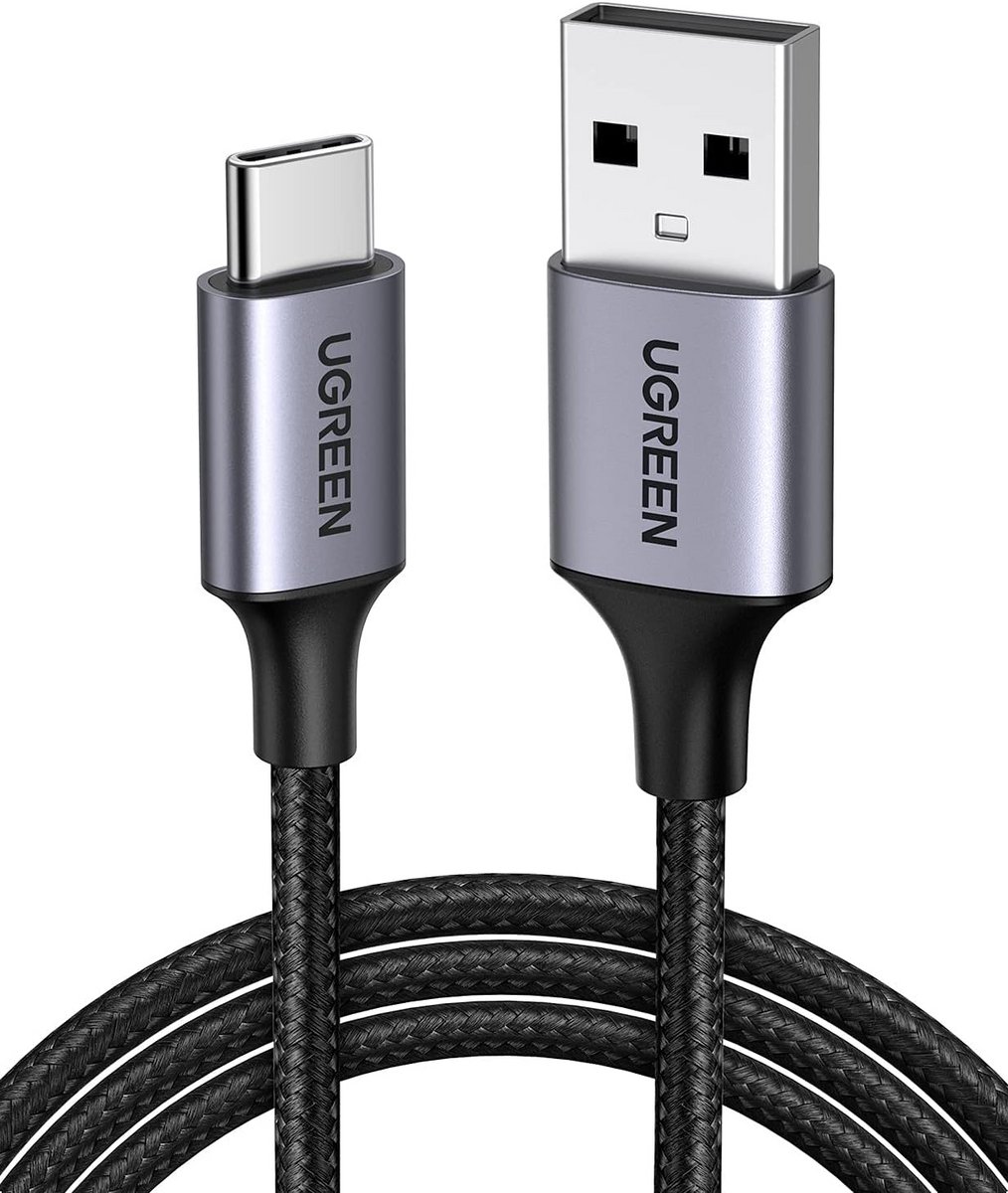 USB-A naar USB-C Datakabel 3A 2 Meter Zwart