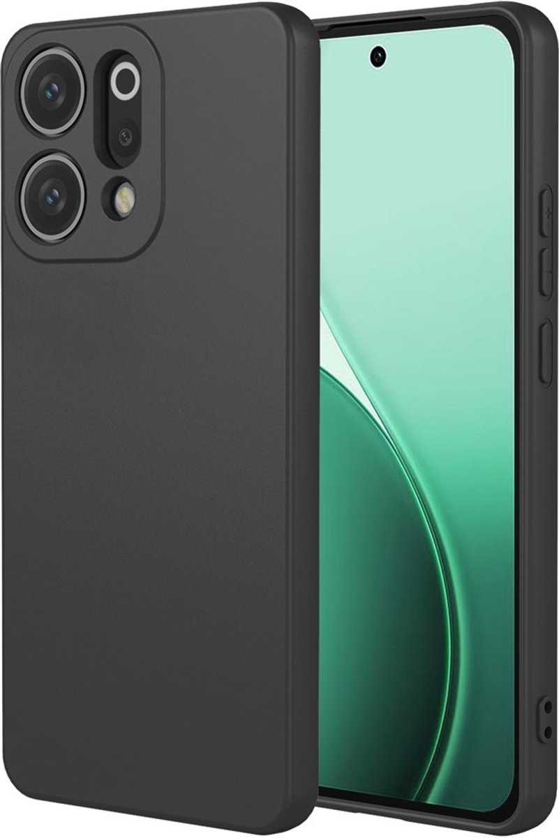 Hoesje geschikt voor Oppo Reno14 - Phonesta Soft Silk Silicone Back Cover - Zwart