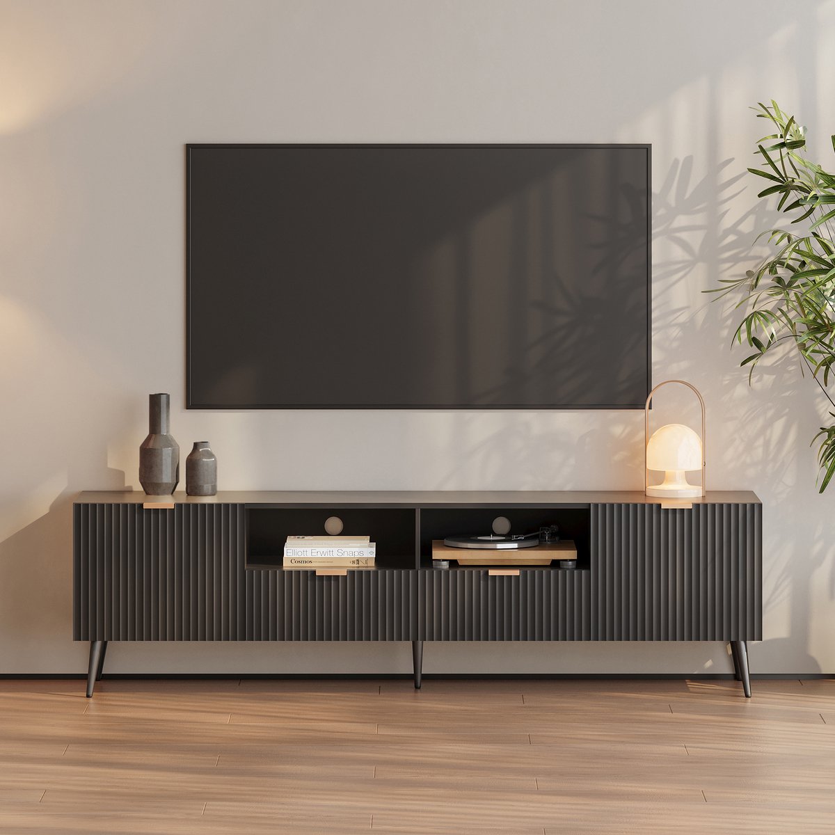 Tv-meubel Nand 180x40x51 cm zwart [en.casa]