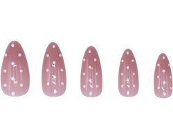 Boozyshop ® 24 pcs Press On Nails Polka Dots – Stijlvolle Kunstnagels met Polka Dot Design – Snelle & Makkelijke Manicure – 12 Maten Genummerd – Inclusief Nagellijm