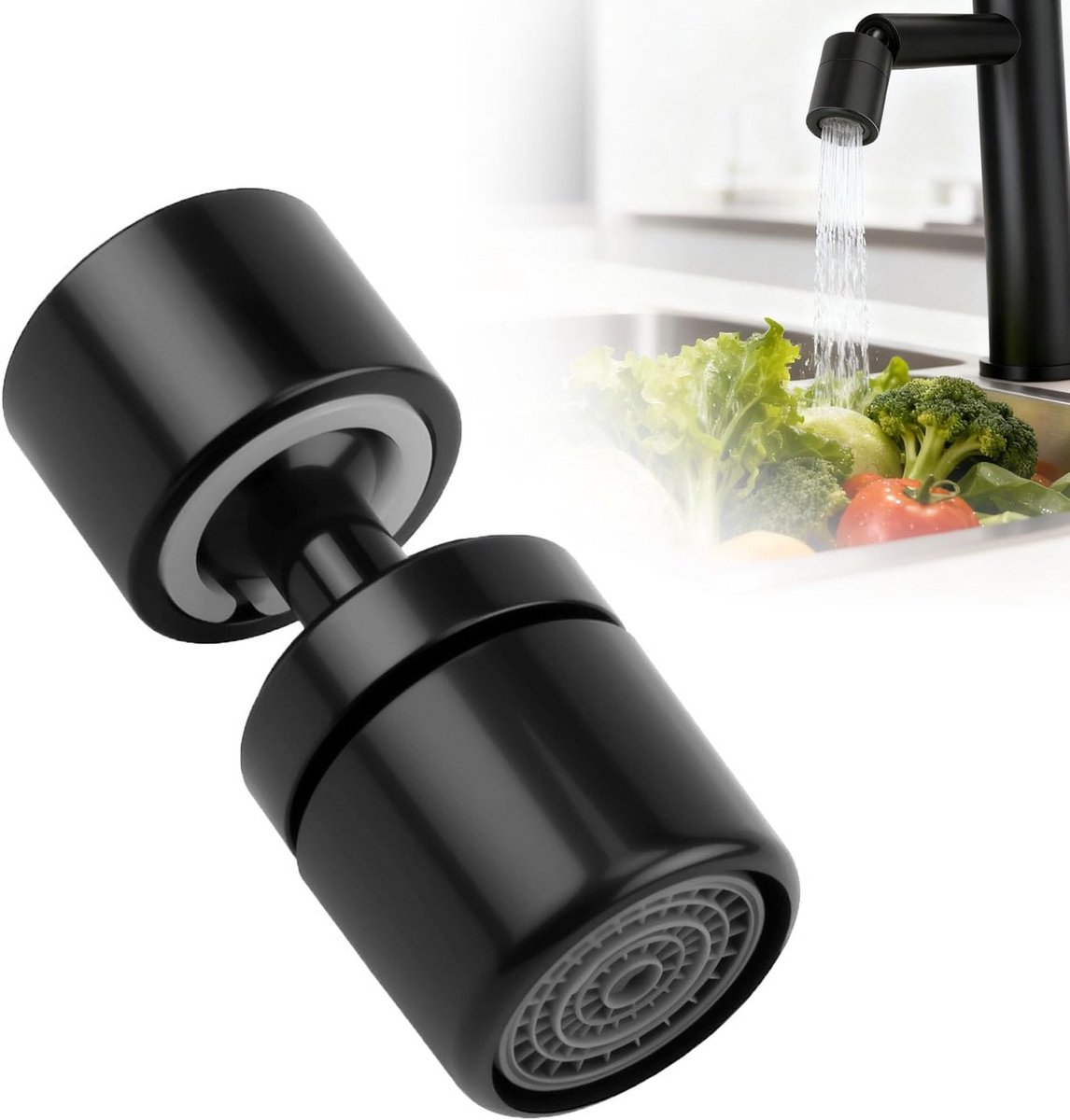 Universele Kraanverlengstuk 360° Draaibaar - Waterbesparende Keukenkraan Aerator met M22/M