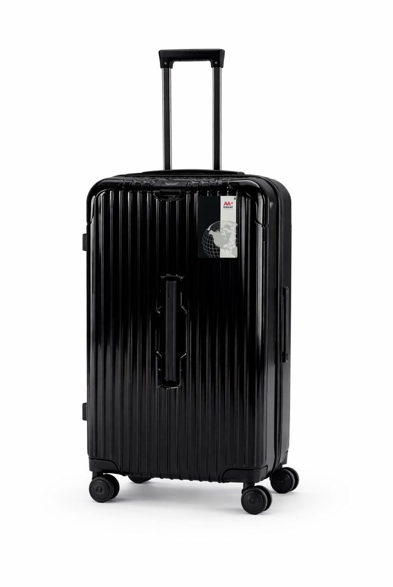 AATravel© Harde Koffer TSA-slot – Spinner Trolley 4 Wielen – Reiskoffer met Voorhandvat – Zwart – 67cm