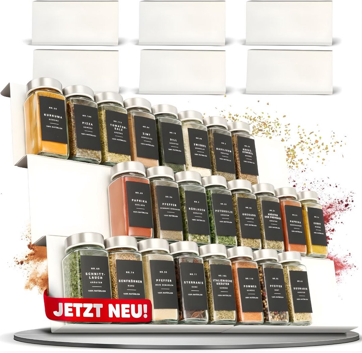 DnA® Kruidenpotjes - Kruidenrek Lade - Kruidenrek Lade Met Potjes - Kruidenrek Lade Organizer - Kruidenrek Voor Lade - Wit - 12cm x 12cm x 8cm
