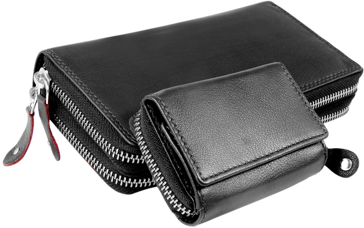 JUST Gewoon Unisex Portemonnee JU40007 Echte leren portemonnees in een set, RFID-bescherming