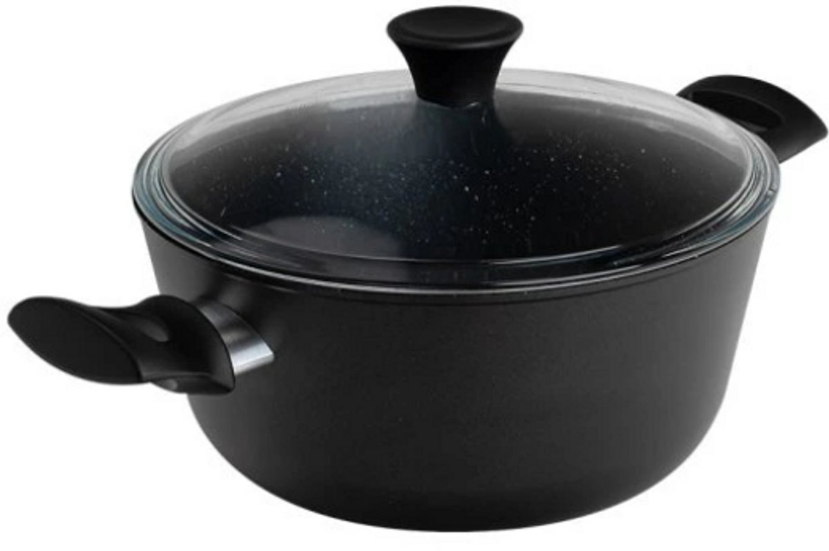 Remoska Europa Kookpan 24 cm – 3,8L – antiaanbaklaag – aluminium – geschikt voor inductie – met glazen deksel