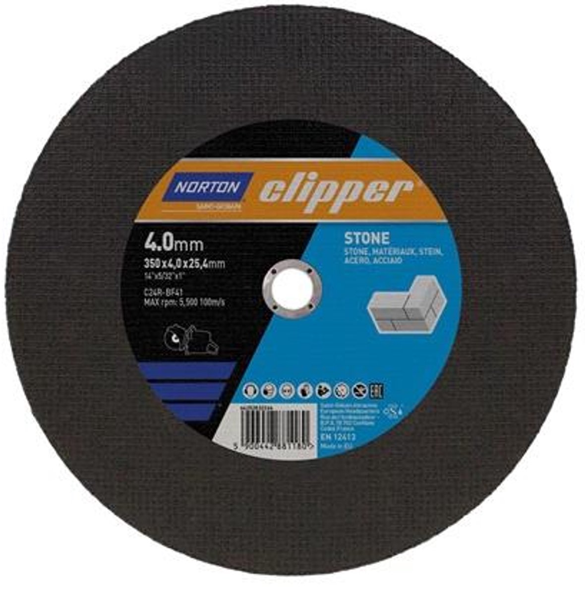 Doorslijpschijf D350x4,0mm Type 41 STE Bohr.25,4mm NORTON CLIPPER
