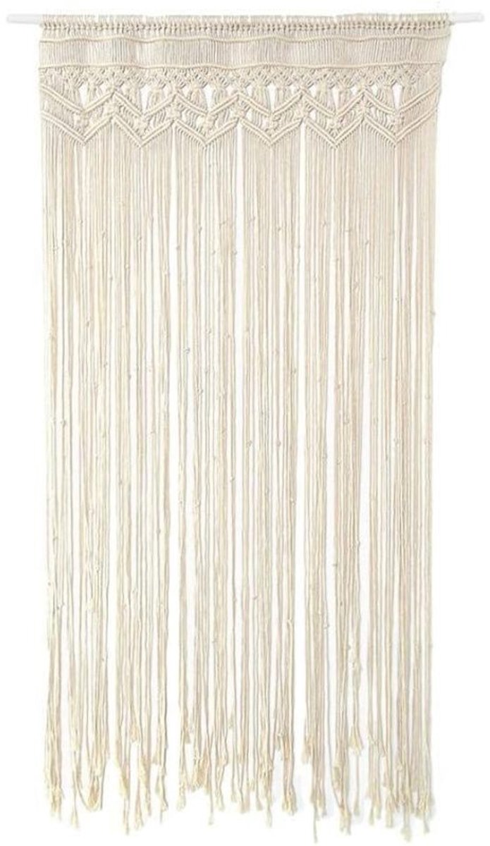 JeiibrZui Macramé Wandkleed - Geweven Tapijt - Boho Wanddecoratie Multifunctioneel Zorgvuldig Geweven Katoenen Design 1 - Voor Woonkamer Of Trouwlocatie - Beige