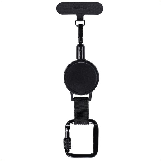 Câble imoshion Universel Rétractable avec mousqueton + pad téléphone - Chaîne Téléphone - Cordon GSM - Zwart