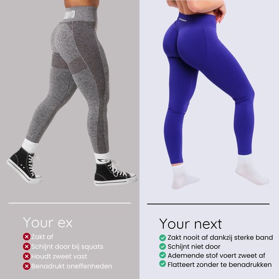 Euphoria Sportlegging Dames - Sportkleding Dames - Sportbroek Dames - Yoga Broek Dames - Paars - Maat M van Merkloos — afbeelding 5